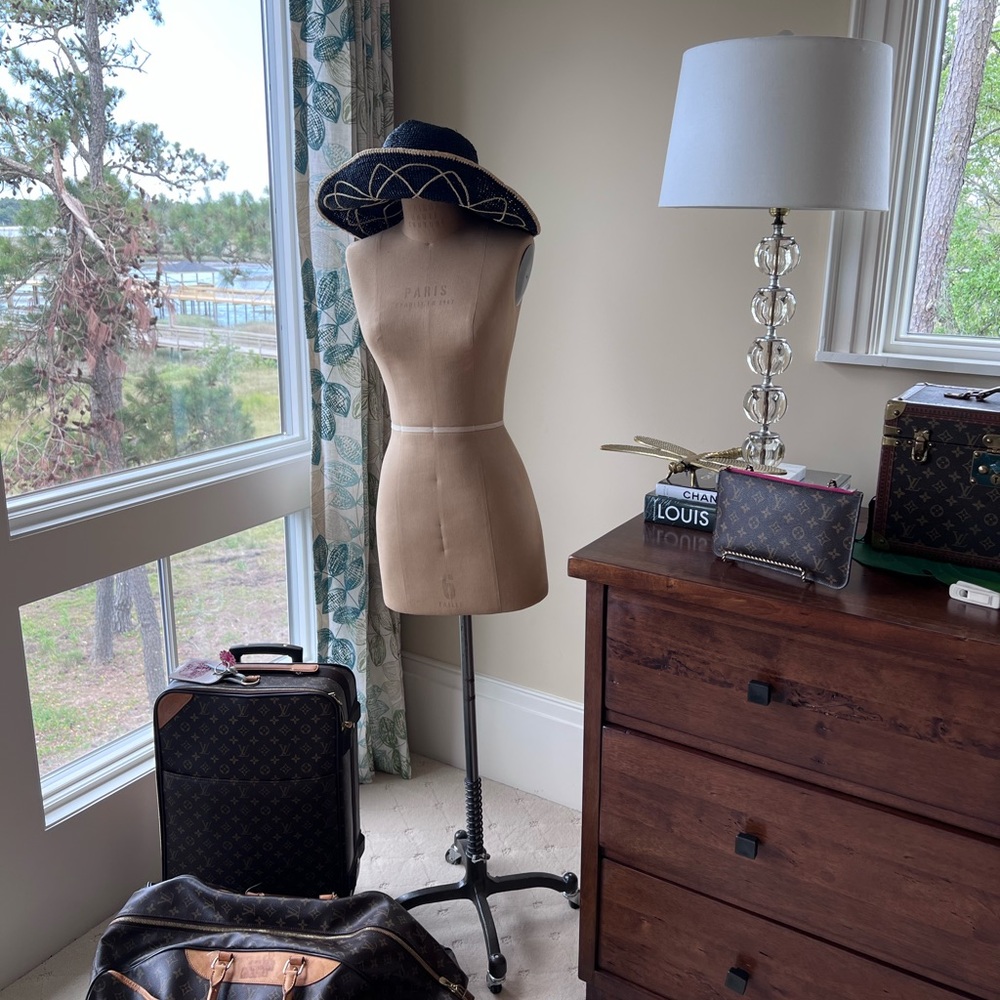 Helen Kaminski Black and Tan Raffia Sun Hat